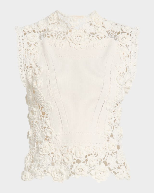 Gigi High-Neck Crochet Knit Top